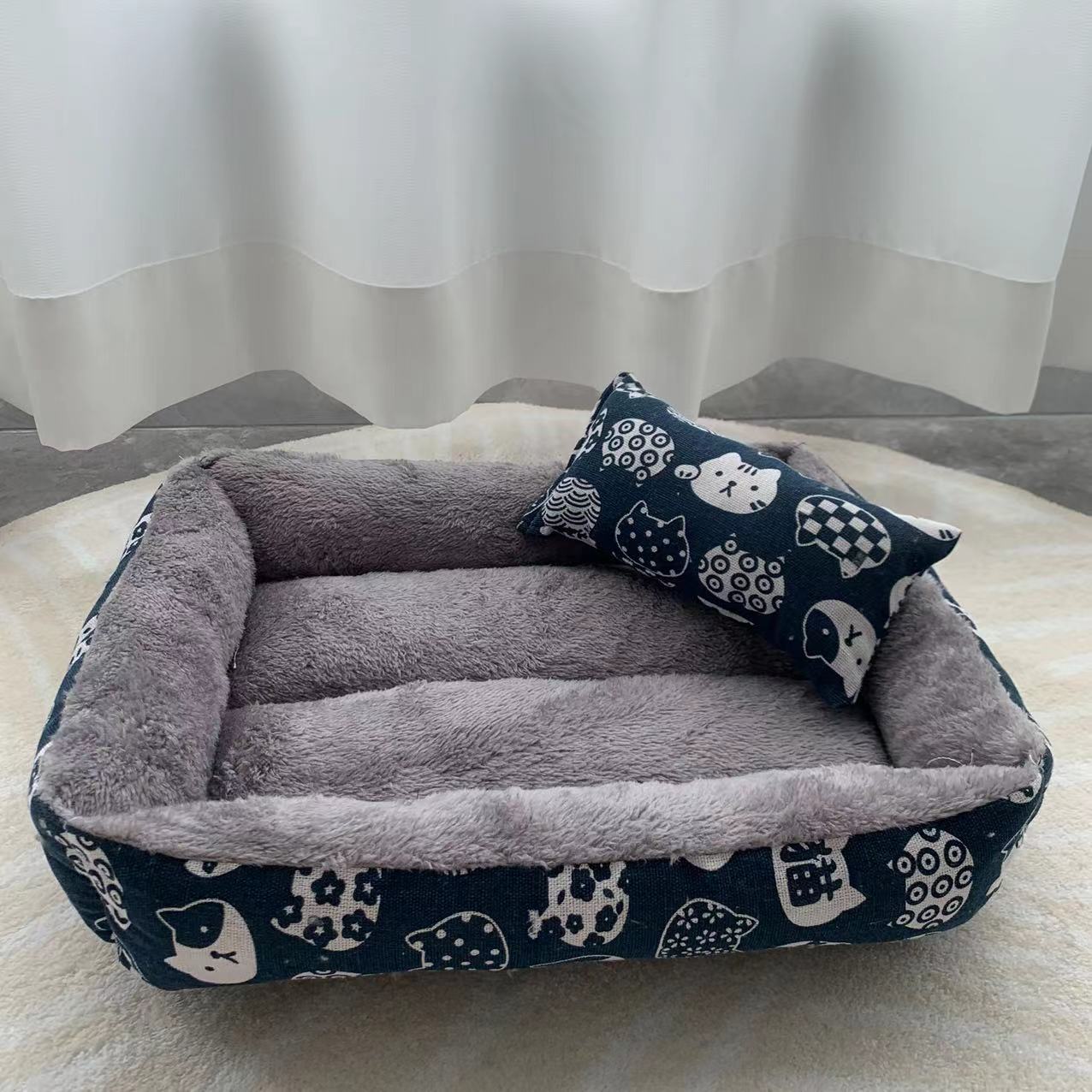 Moisture Proof Linen Pet Bed | Soft Comfortable Dog & Cat Bed