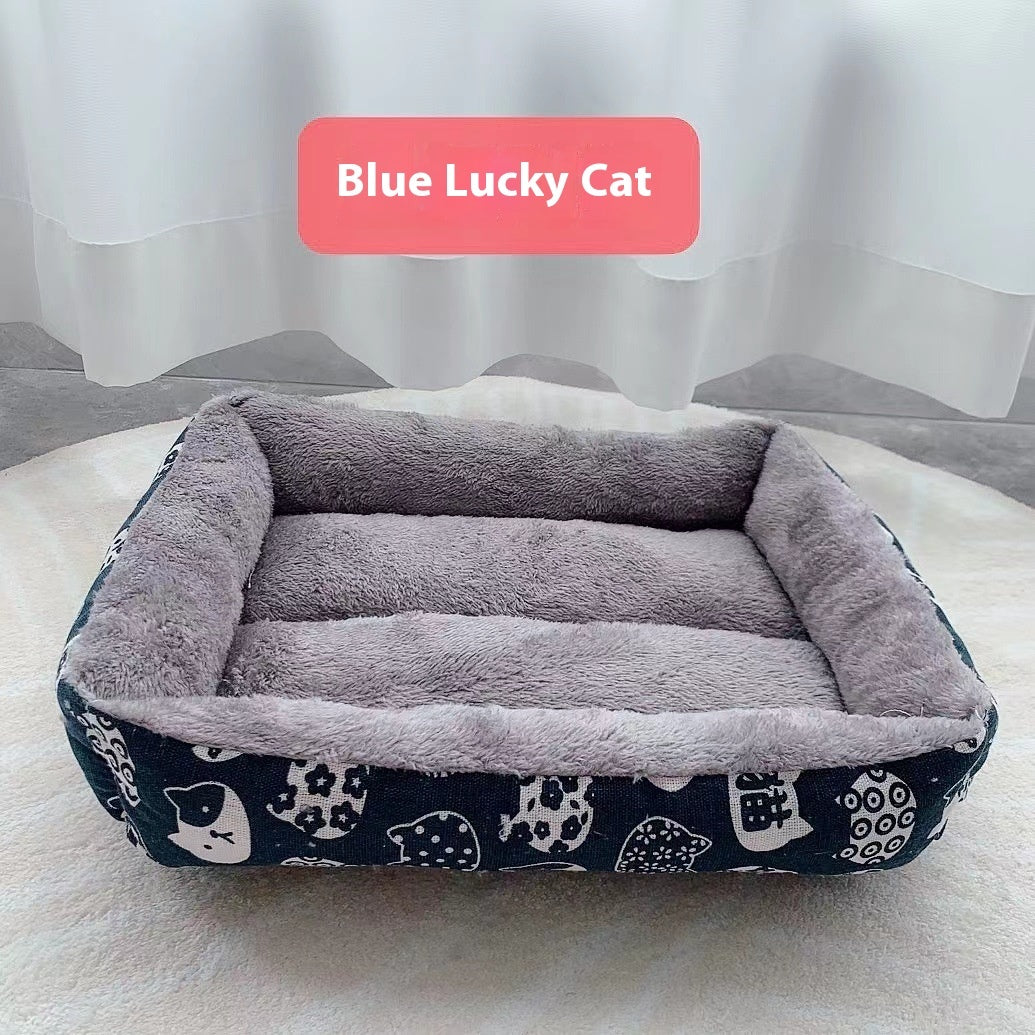 Moisture Proof Linen Pet Bed | Soft Comfortable Dog & Cat Bed
