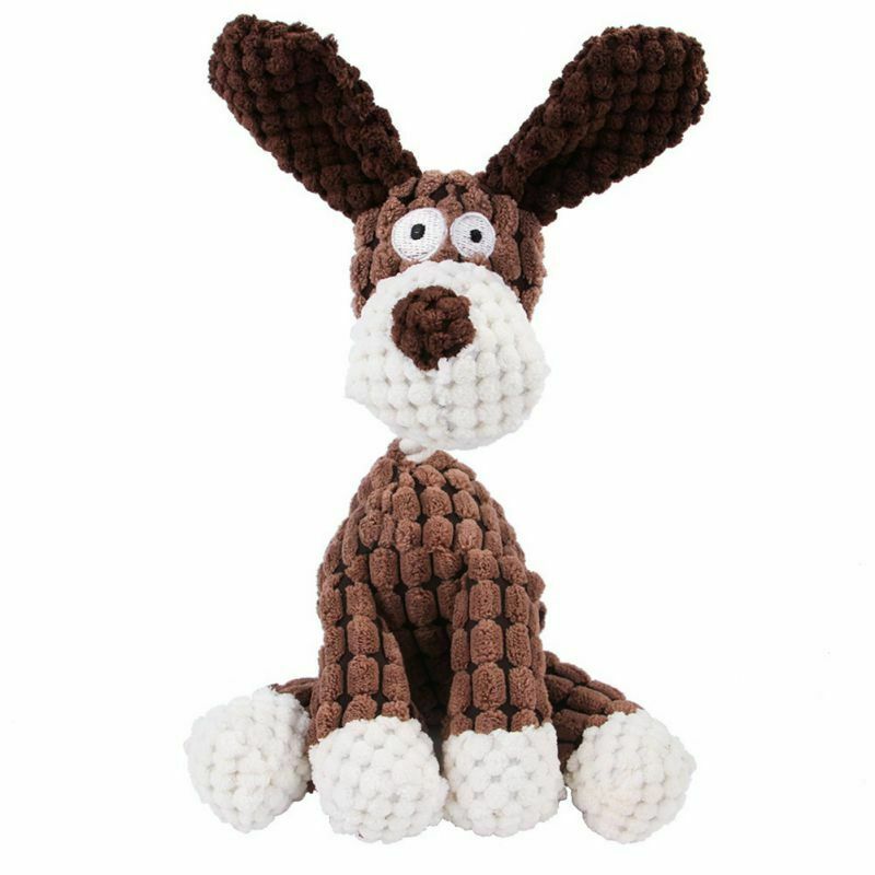 Squeaky Plush Dog Toy | Corduroy Puppy Chew Toy for Teeth Cleaning