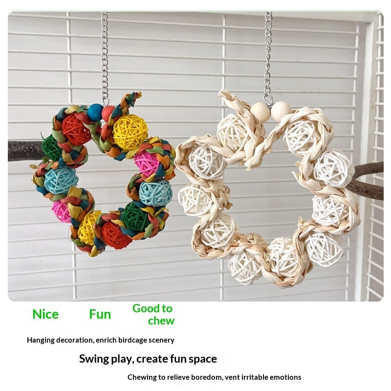 Decorative Bird Cage Ring Ornament – Hanging Parrot Cage Toy & Aesthetic Bird Cage Decoration