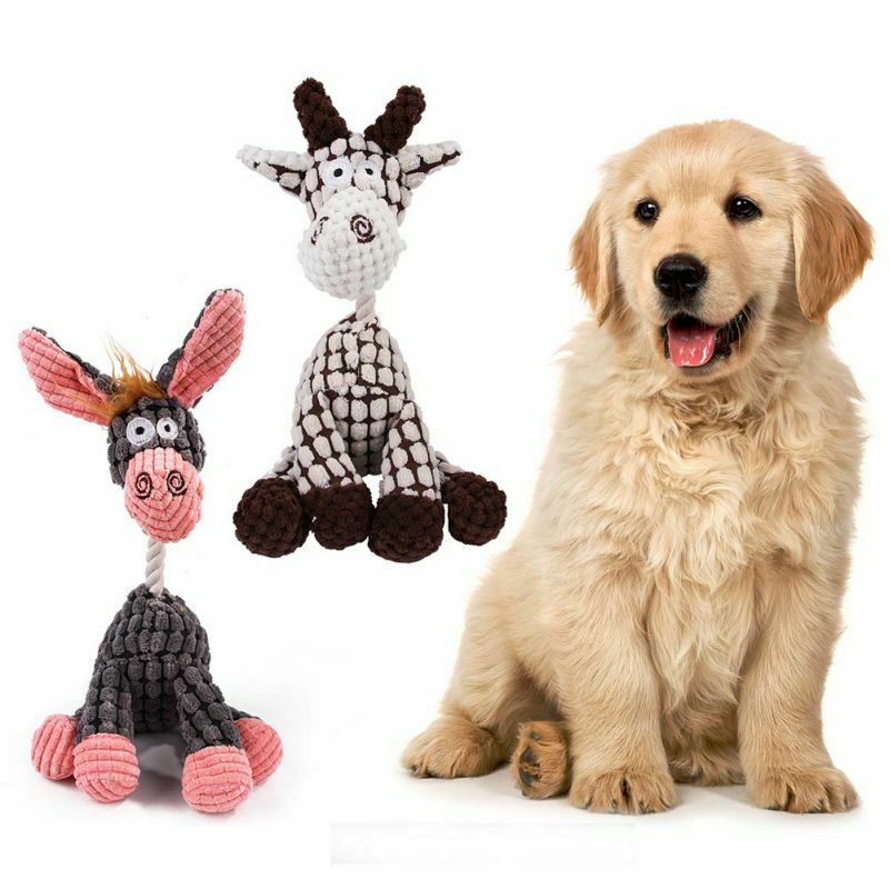 Squeaky Plush Dog Toy | Corduroy Puppy Chew Toy for Teeth Cleaning