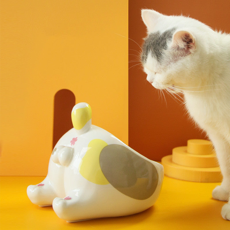 Elevated Ceramic Pet Bowl with Stand – Anti-Vomiting Raised Cat & Dog Feeder