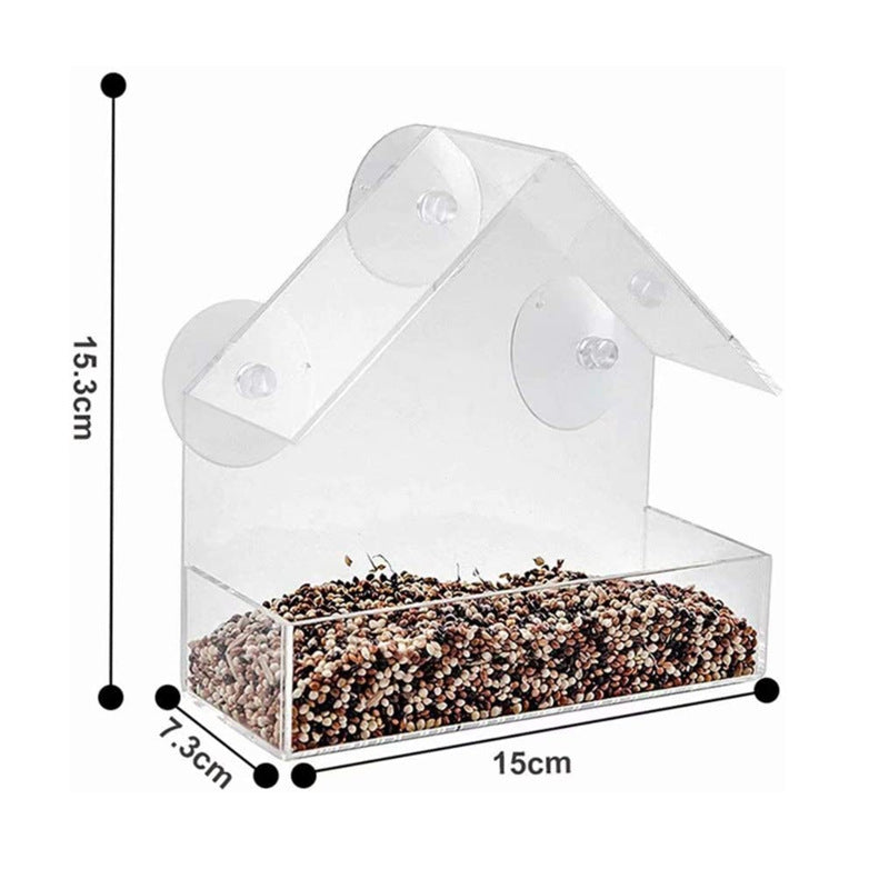 Acrylic Bird Food Bowl With Suction Cup Outdoor Room Type Bird Feeder