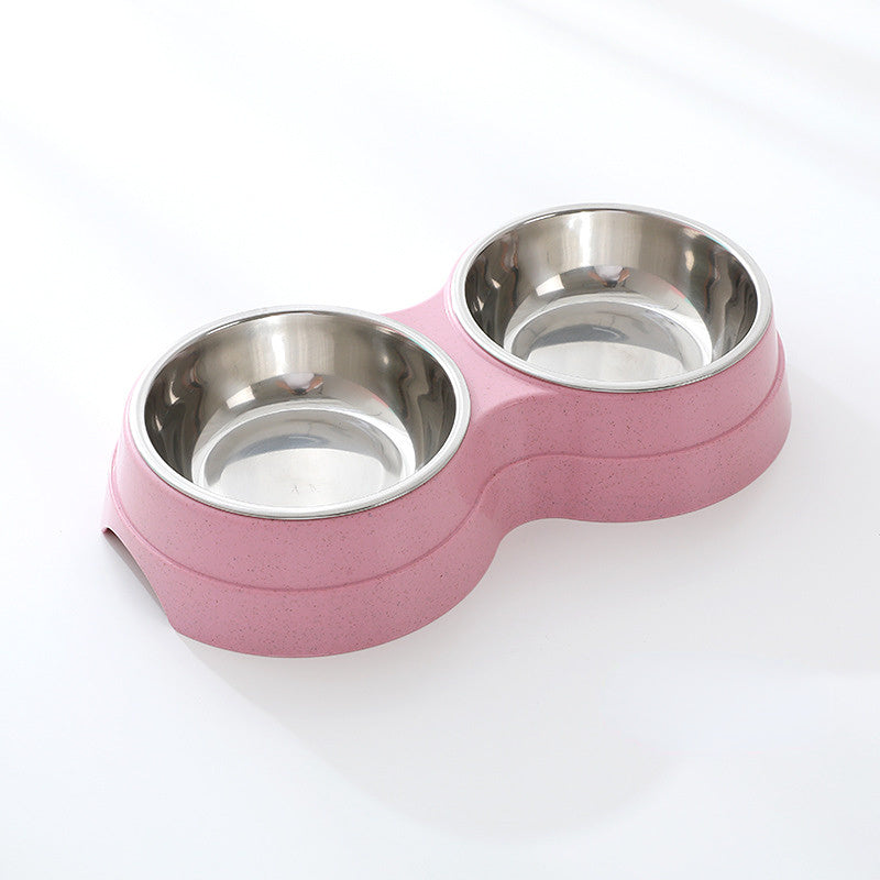 Double Pet Bowls Stainless Steel Dog & Cat Food Water Feeder | Anti-Slip Durable Feeding Bowl Set