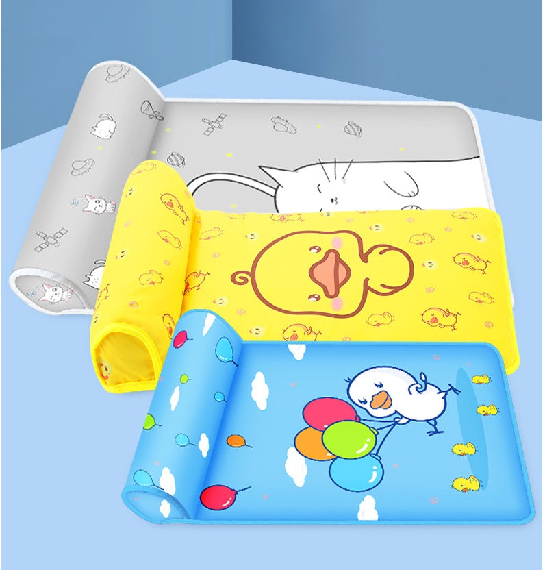 Summer Cooling Dog Mat with Pillow | Breathable Ice Silk Pet Bed