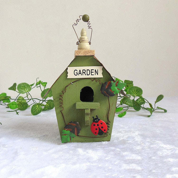 Rural Wooden Bird House Outdoor Hanging – Decorative Garden Bird Nest Box for Birds