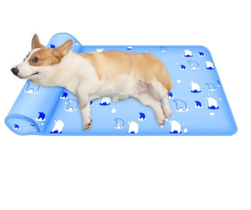Summer Cooling Dog Mat with Pillow | Breathable Ice Silk Pet Bed