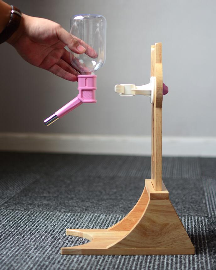 Cat Water Fountain with Bamboo & Oak Wood Holder | Automatic Pet Drinking Dispenser
