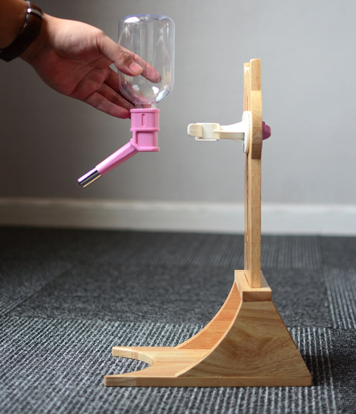 Cat Water Fountain with Bamboo & Oak Wood Holder | Automatic Pet Drinking Dispenser