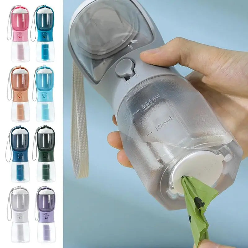 3-in-1 Dog Water Bottle with Food Container & Waste Bag Holder