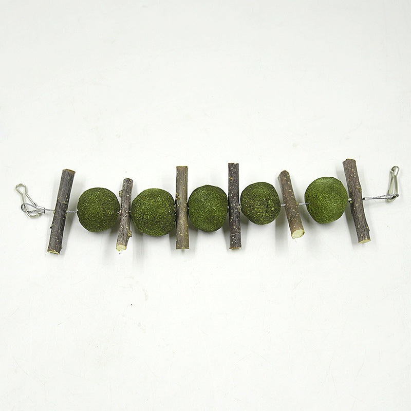 Natural Pet Molar Toy Set | Grass Balls & Apple Branch Toys