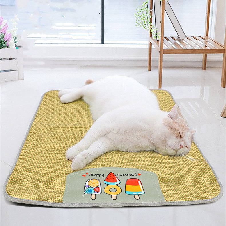Cooling Rattan Pet Mat for Dogs & Cats | Summer Sleeping Bed