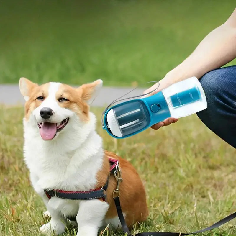 3-in-1 Dog Water Bottle with Food Container & Waste Bag Holder