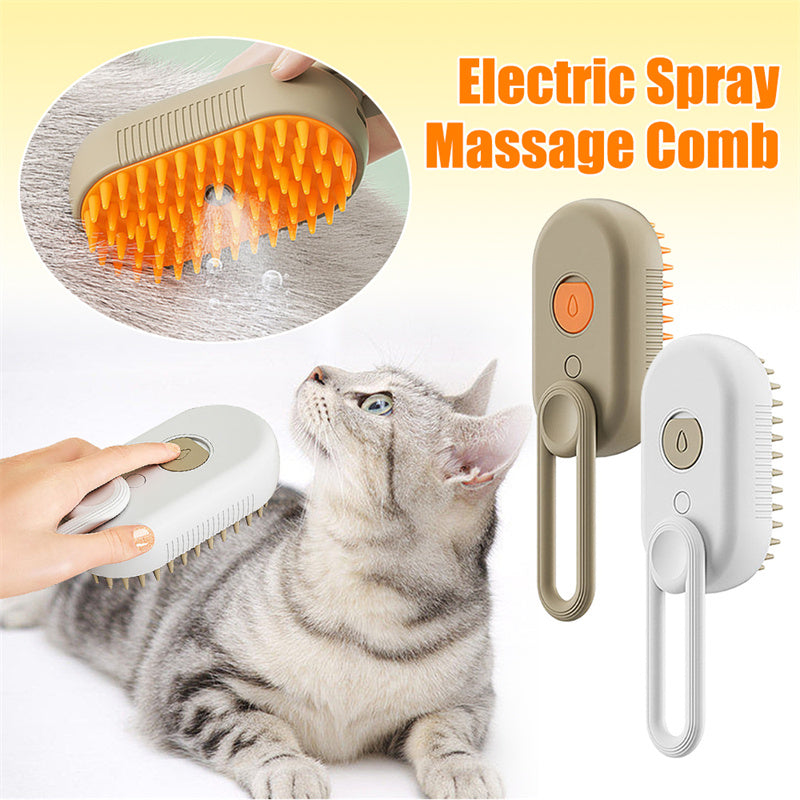 3-in-1 Electric Steam Pet Brush | Cat & Dog Grooming Comb