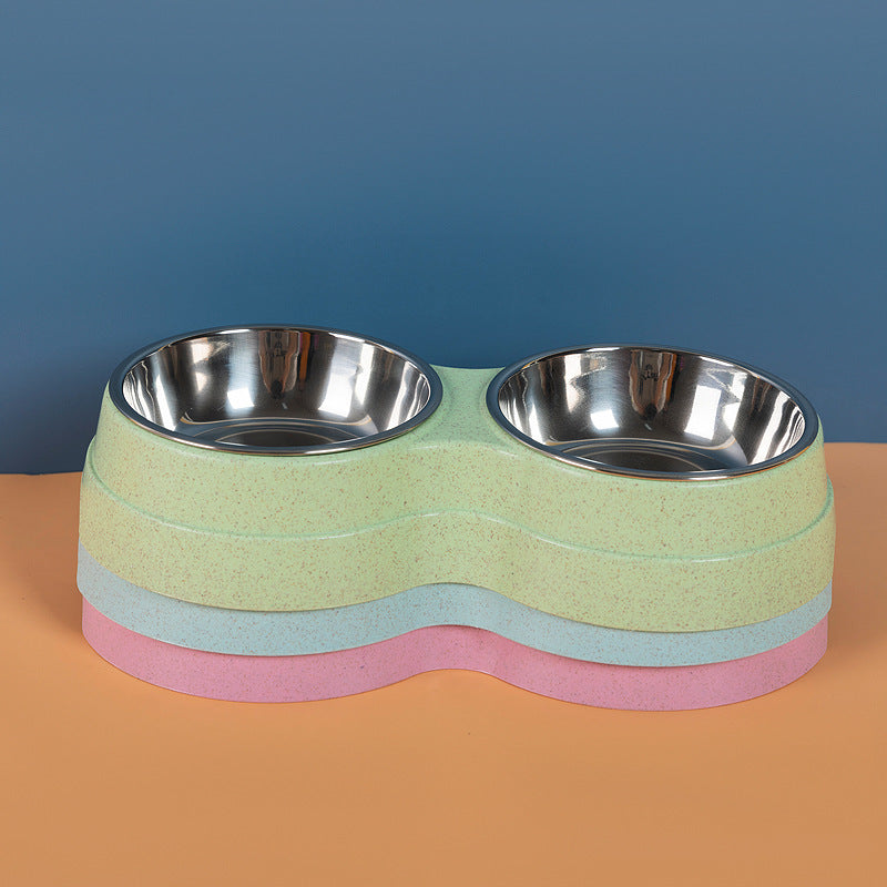 Double Pet Bowls Stainless Steel Dog & Cat Food Water Feeder | Anti-Slip Durable Feeding Bowl Set