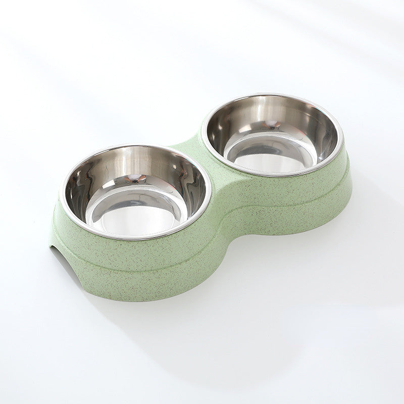 Double Pet Bowls Stainless Steel Dog & Cat Food Water Feeder | Anti-Slip Durable Feeding Bowl Set