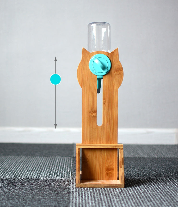 Cat Water Fountain with Bamboo & Oak Wood Holder | Automatic Pet Drinking Dispenser