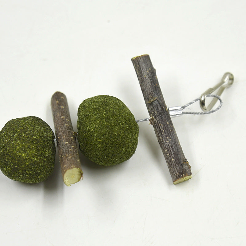 Natural Pet Molar Toy Set | Grass Balls & Apple Branch Toys
