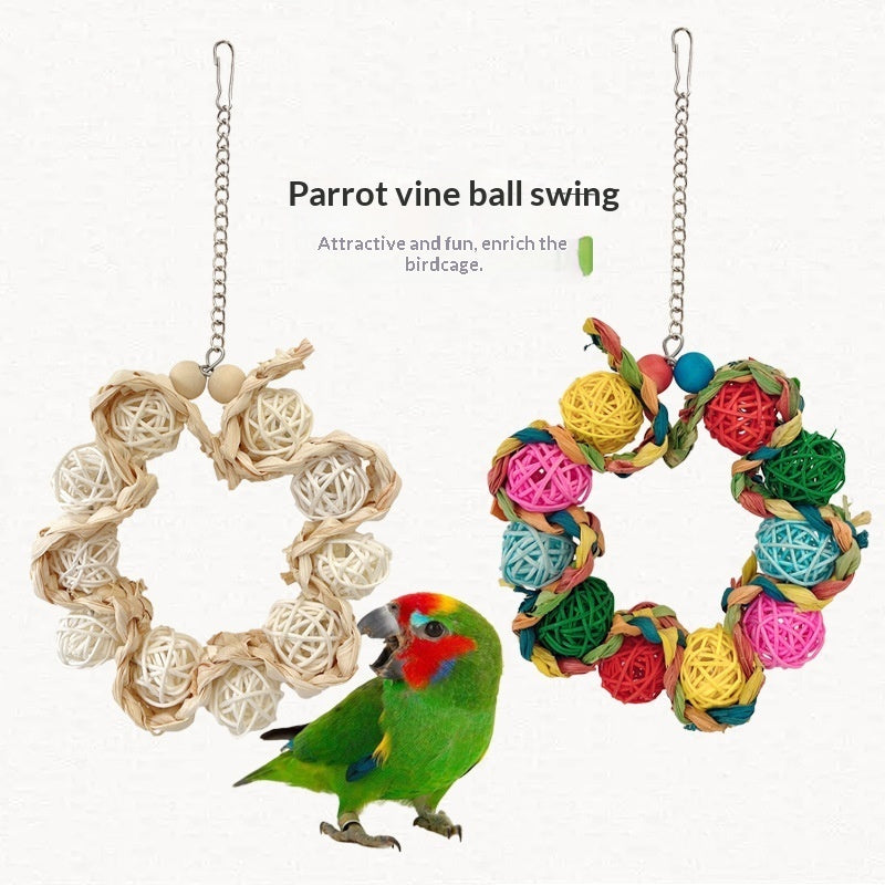 Decorative Bird Cage Ring Ornament – Hanging Parrot Cage Toy & Aesthetic Bird Cage Decoration