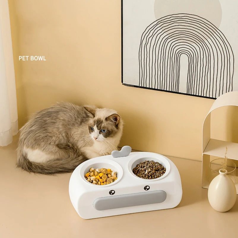 Duck Design Pet Double Bowl Feeder | Cute Food & Water Bowl for Cats & Dogs