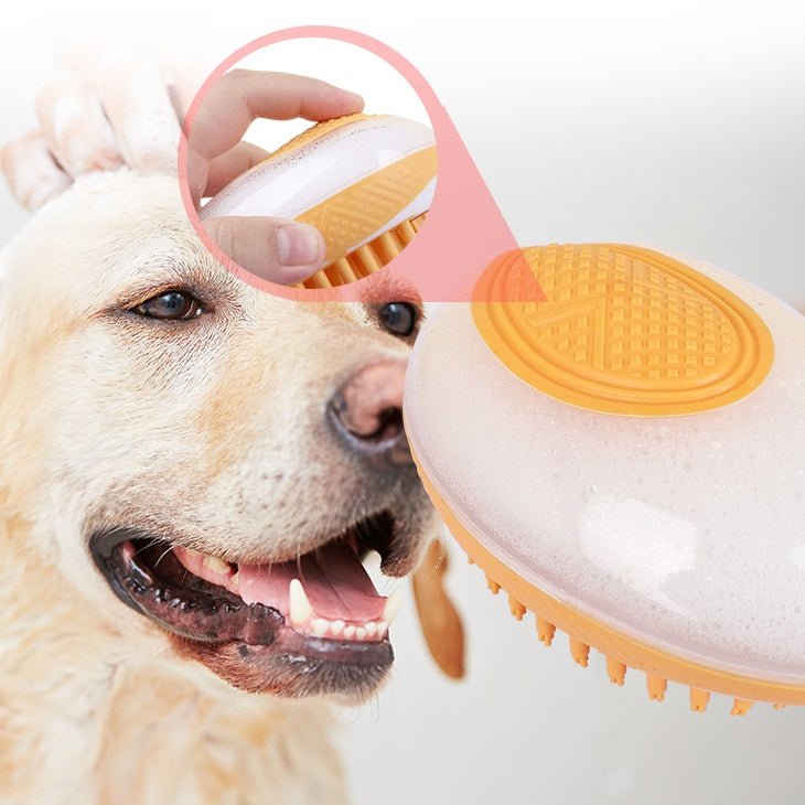 2 in 1 Pet Bath Brush Soft Silicone Dog & Cat Grooming Massage Comb for Shower Cleaning