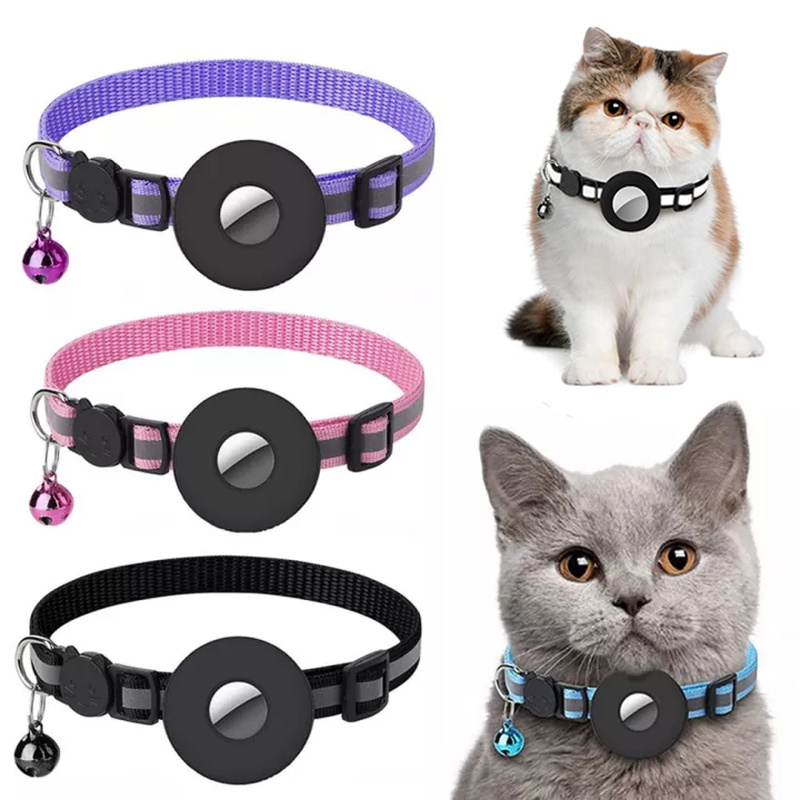 Reflective Air Tag Pet Collar | Waterproof GPS Tracker Holder for Dogs & Cats