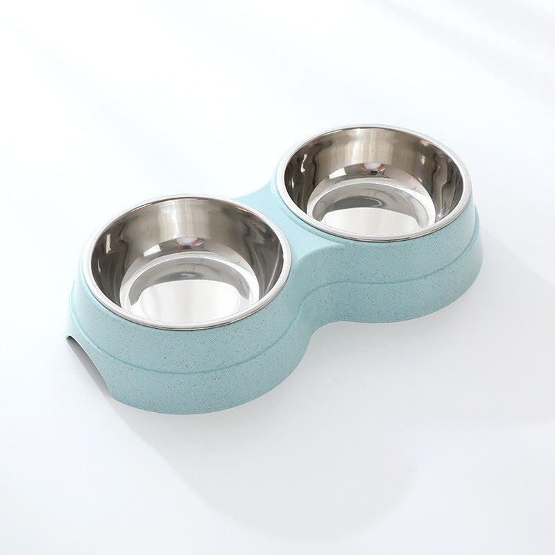 Double Pet Bowls Stainless Steel Dog & Cat Food Water Feeder | Anti-Slip Durable Feeding Bowl Set