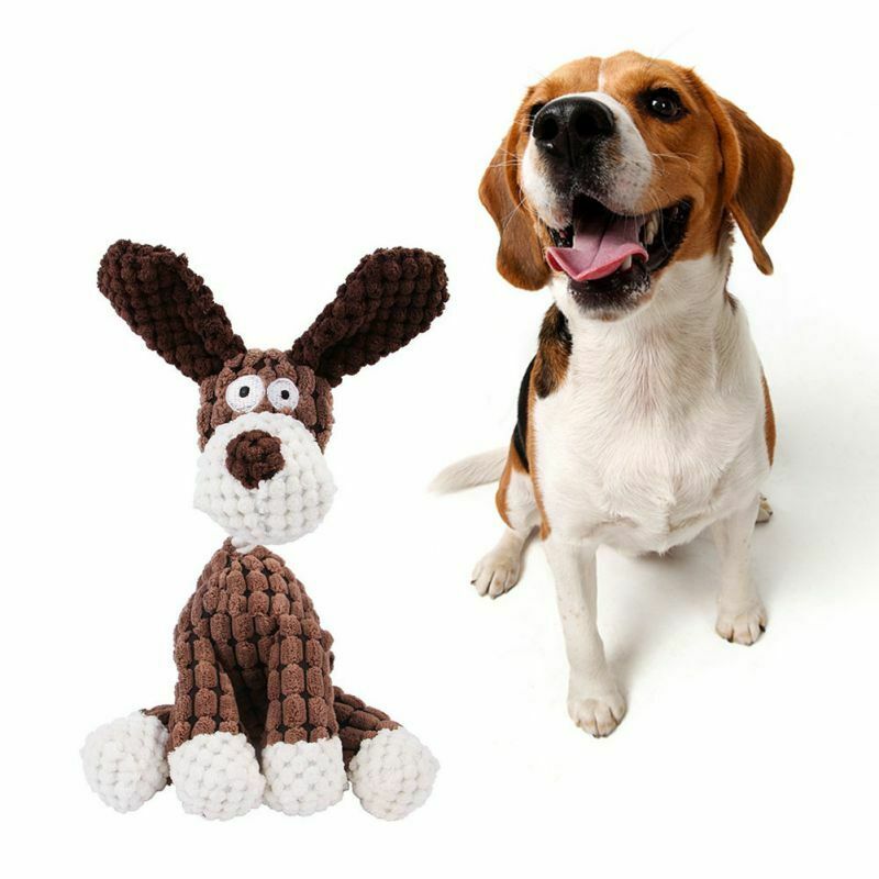 Squeaky Plush Dog Toy | Corduroy Puppy Chew Toy for Teeth Cleaning