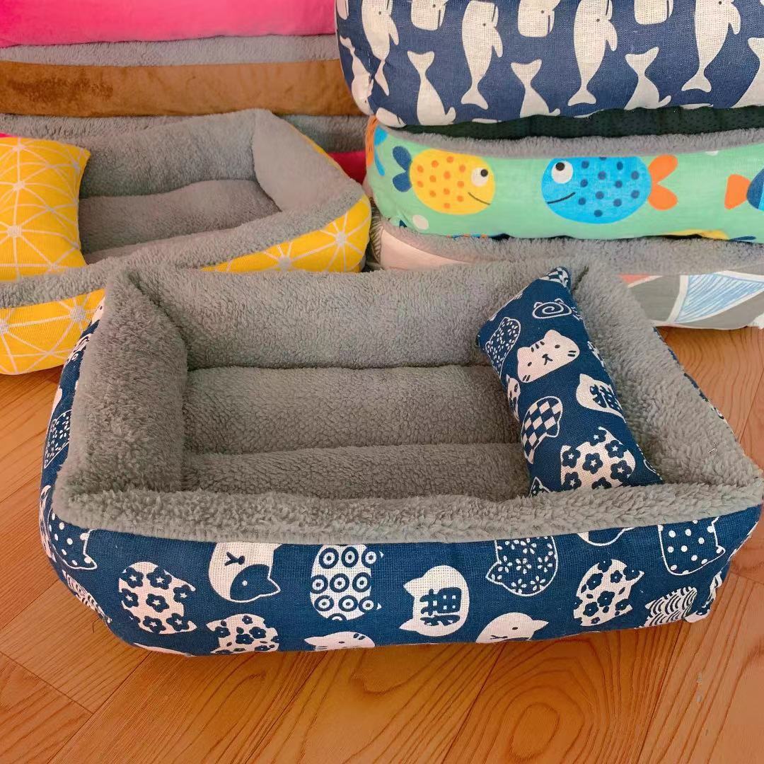 Moisture Proof Linen Pet Bed Soft Comfortable Dog Cat Bed