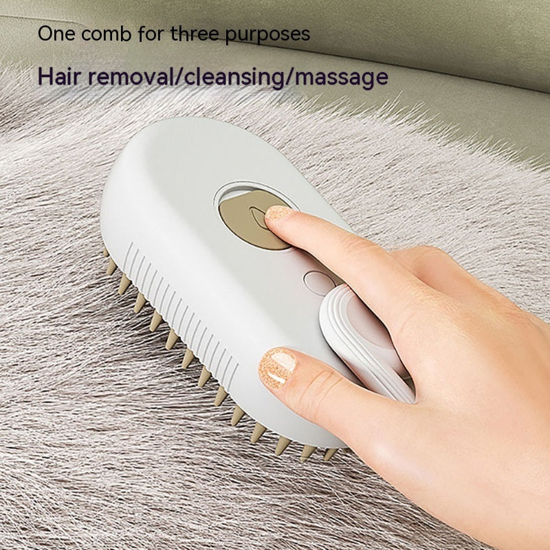 3-in-1 Electric Steam Pet Brush | Cat & Dog Grooming Comb