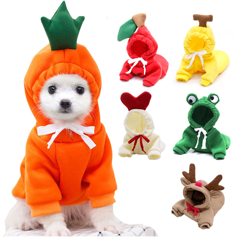 Cute Dog Hoodie Fruit Pet Clothes Winter Fleece Outfit