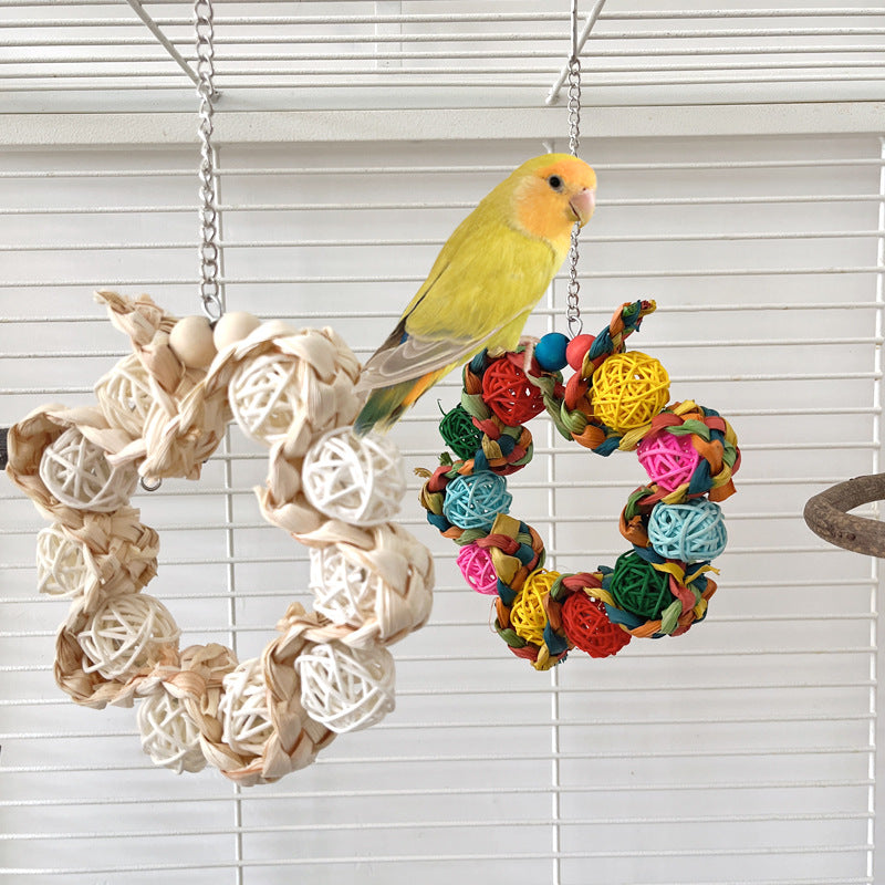 Decorative Bird Cage Ring Ornament – Hanging Parrot Cage Toy & Aesthetic Bird Cage Decoration