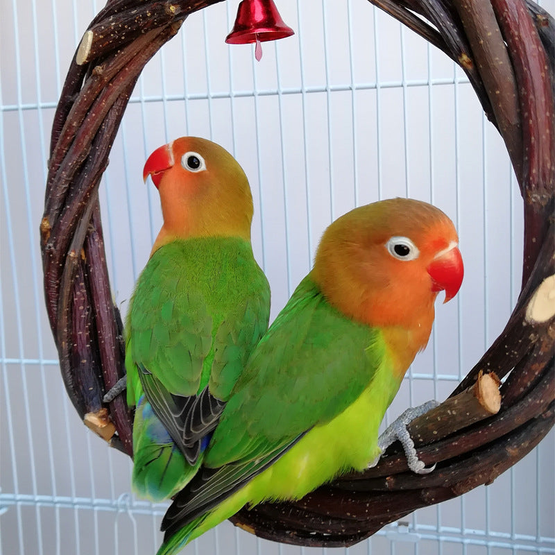 Bird Standing Frame Rattan Ring Chewing Toy for Bird Cage
