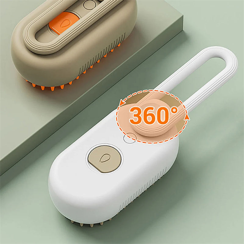 3-in-1 Electric Steam Pet Brush | Cat & Dog Grooming Comb