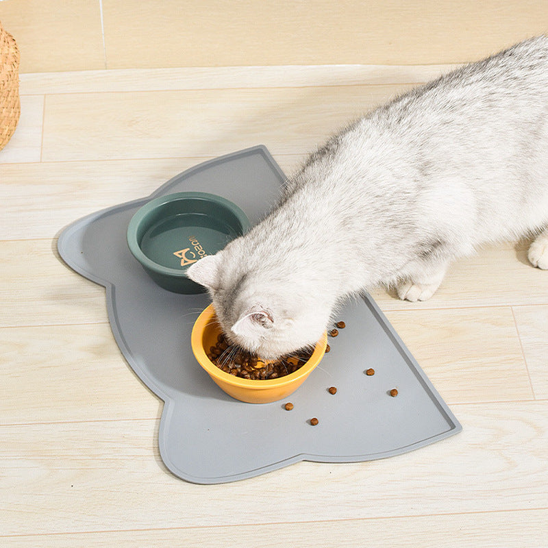 Silicone Pet Feeding Mat | Non-Slip Waterproof Cat Head Food Placemat for Dogs & Cats