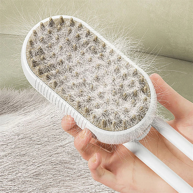 3-in-1 Electric Steam Pet Brush | Cat & Dog Grooming Comb