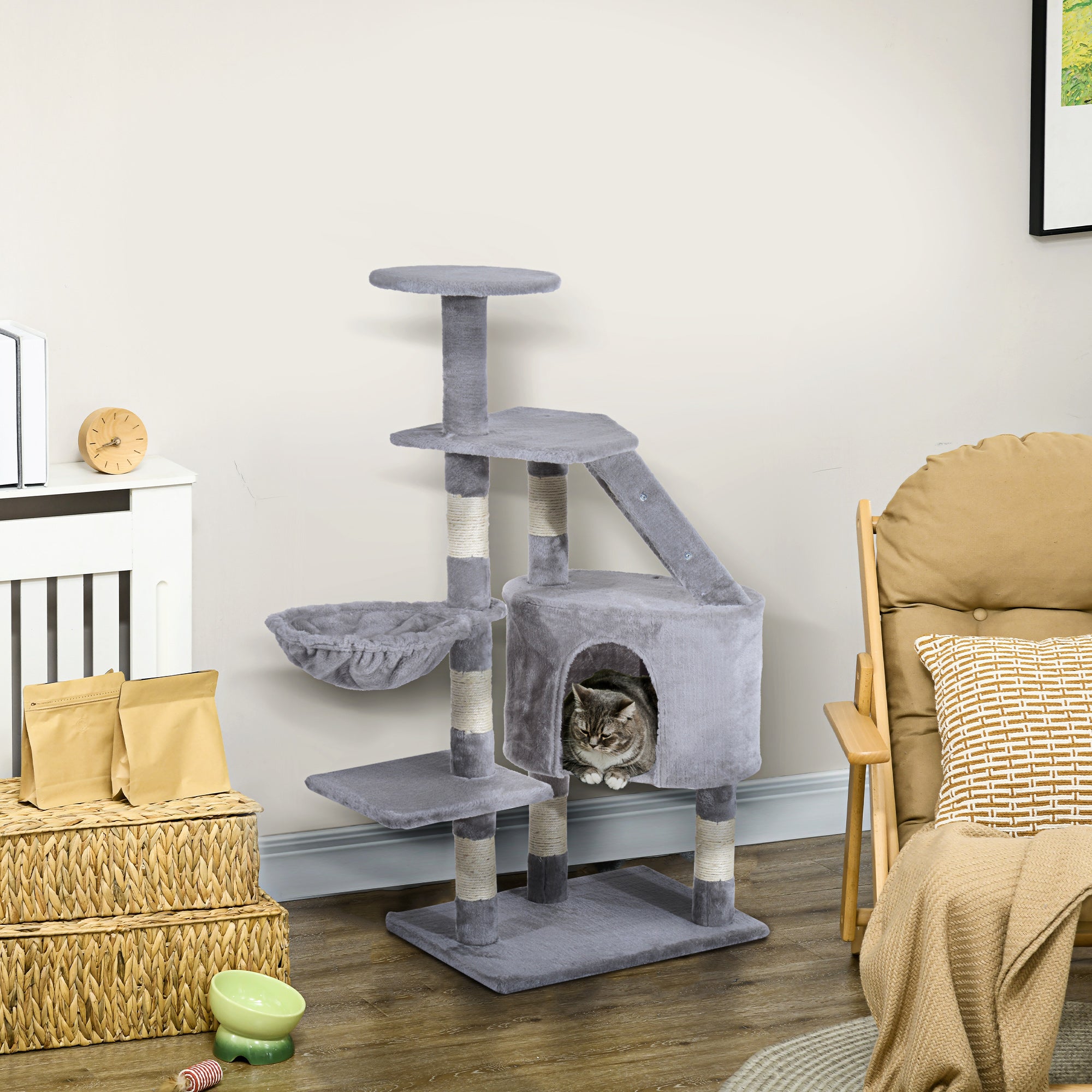 Indoor Cat Tree 125cm Multi-Level Climbing Tower with Scratching Posts